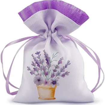Dárková taška Dárkový pytlík s potiskem levandule 10x13 cm - 7 bílá - levandule