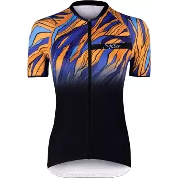 cyklistický dres Force Life Lady dámský dres krátký rukáv černá/modrá/oranžová vel. XS