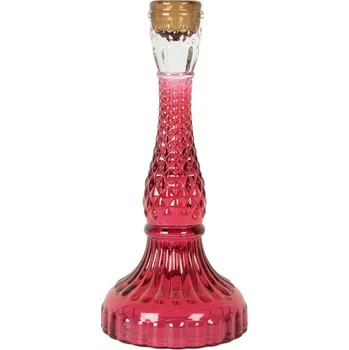 Svícen Růžový skleněný svícen na úzkou svíčku Colorful Garden - Ø 10*22 cm