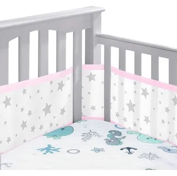 Dětský bezpečnostní prvek Mantinel do postýlky, Novorozenecký mantinel do postýlky, Prodyšná ochrana rohů dětské postýlky,