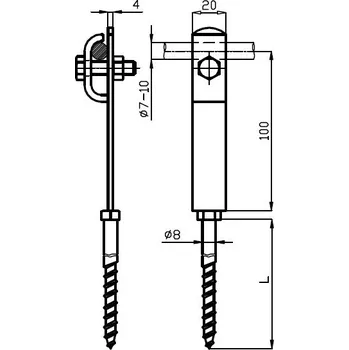 Hromosvod Podpěra PV 17-160-etern. 101250 DT TECHNIC s.r.o. 57-02-525-03133