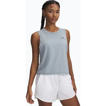 Dámský fitness top Under Armour Rush Energy Crop Tank downpour gray/downpour gray
