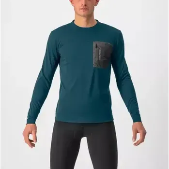 cyklistický dres Castelli Unlimited Merino pánský dres dlouhý rukáv deep teal vel. M