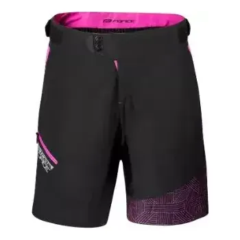 Cyklistické kalhoty Force Storm dámské MTB kraťasy s vložkou černá/růžová vel. XS