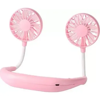 Domácí ventilátor Zaparkorun Přenosný větráček na krk - růžový