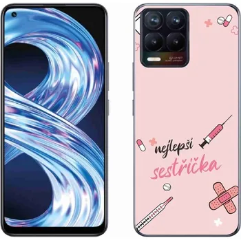 Pouzdro na mobilní telefon Gelový kryt mmCase na Realme 8 Pro - nejlepší sestřička růžové pozadí