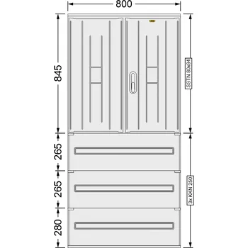 Rozvaděč SFOS přístrojová prázdná skříň v pilíři SSTN 80x84 + 3x KKN 250