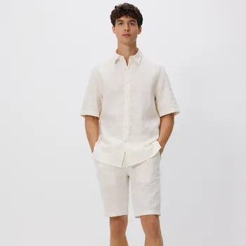 Reserved - Regular šortky s příměsí lnu - bílá - 8098H-00X - 8098H-00X-36