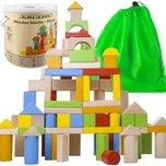 Dřevěné kostky v kbelíku 100 ks Kruzzel 22666