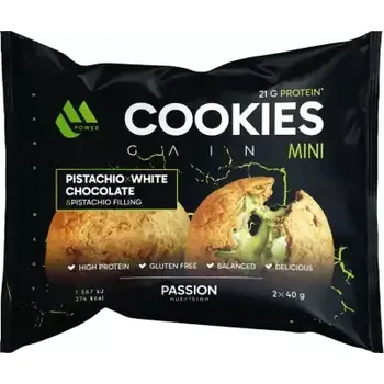 Cukrovinka Passion Nutrition Plněná proteinová cookie s pistácií, bílou čokoládou a pistáciovou náplní
