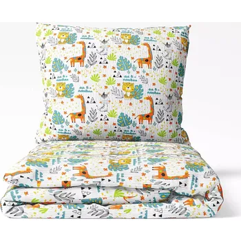 Povlečení Škodák Dětské krepové povlečení malované safari 140 x 20, 70 x 90 cm zipový uzávěr