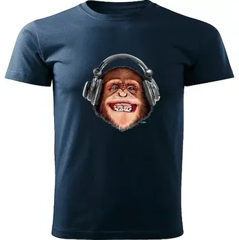 Chlapecké tričko tričko opice se sluchátky navy modré 4XL