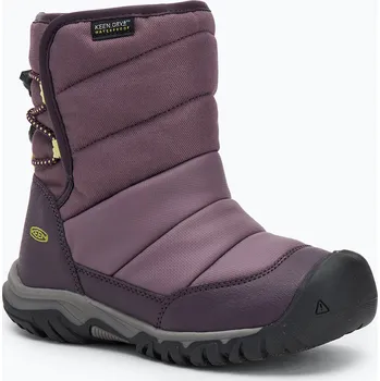 Dívčí sněhule Dětské sněhule KEEN Puffrider WP black plum/daiquiri green