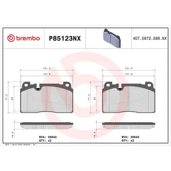 Brzdový systém Sada brzdových destiček, kotoučová brzda BREMBO P85123NX