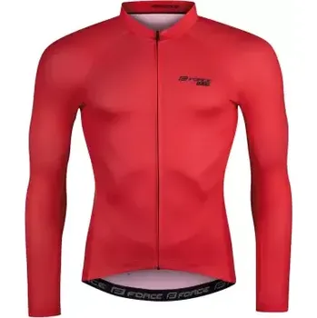Cyklistické oblečení Force Pure pánský dres dlouhý rukáv červená vel. L
