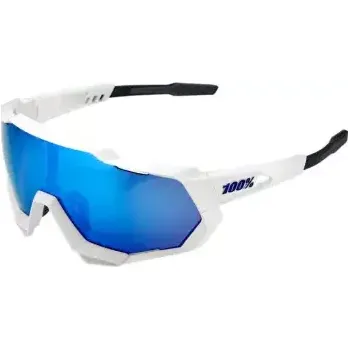 cyklistické brýle 100% Speedtrap brýle matte white/hiper blue multilayer mirror lens