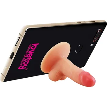 Lovetoy - přísavný držák na mobil - mini dildo (přirozený)