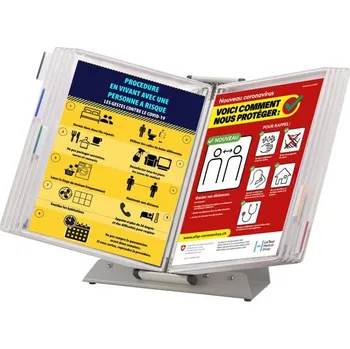 djois Sterifold - pultový kovový stojan, antimikrobiální, 10 rámečků A4, rámečky bílé, 1 set