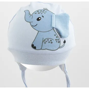 Kojenecké oblečení Bavlněná kojenecká čepička New Baby Happy Elephant blue