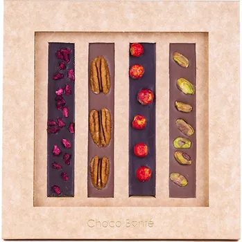 Čokoláda Choco Bonté Hořká a mléčná čokoláda s ořechy a ovocem - 4 pásky