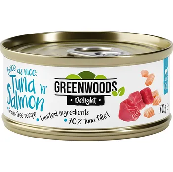 Krmivo pro kočku 24x70g Greenwoods Delight Tuna Fillet and Salmon