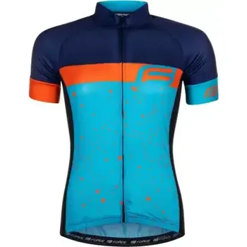 cyklistický dres Force Spray Lady dámský dres krátký rukáv modrá/oranžová vel. M