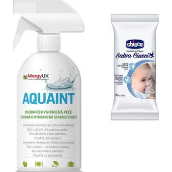 Vlhčený ubrousek CHICCO Ubrousky vlhčené na dudlík 16 ks + AQUAINT 500 ml