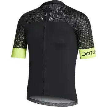 cyklistický dres Dotout Hybrid pánský dres krátký rukáv černá/fluo žlutá vel. L