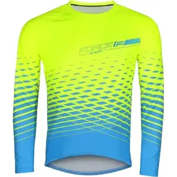 cyklistický dres Force Angle MTB pánský dres dlouhý rukáv fluo/modrá vel. S