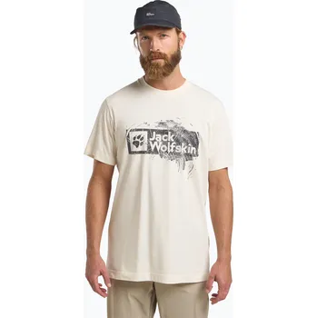 Pánské tričko Pánské tričko Jack Wolfskin Jack Wolfskin Brand T wood cotton white