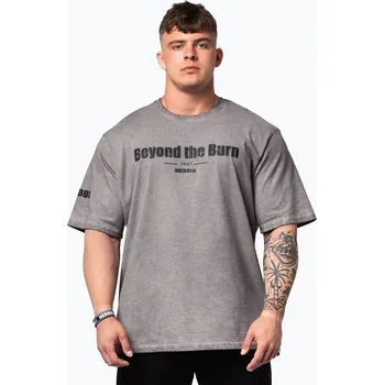 Pánské tričko Pánské sportovní tričko NEBBIA Washed-Off Heavyweight Grind light grey