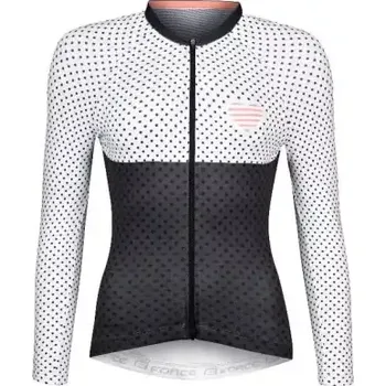 cyklistický dres Force Points dámský dres dlouhý rukáv černá/bílá vel. XS