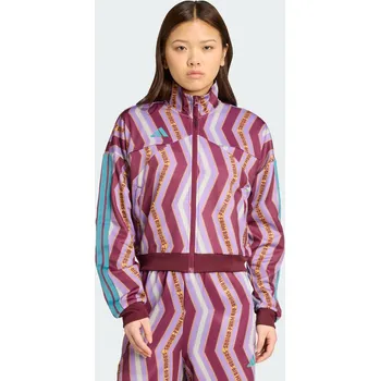 ADIDAS Sportovní bunda adidas x FARM Tiro XS FIALOVÁ|ČERVENÁ|ŠEDÁ