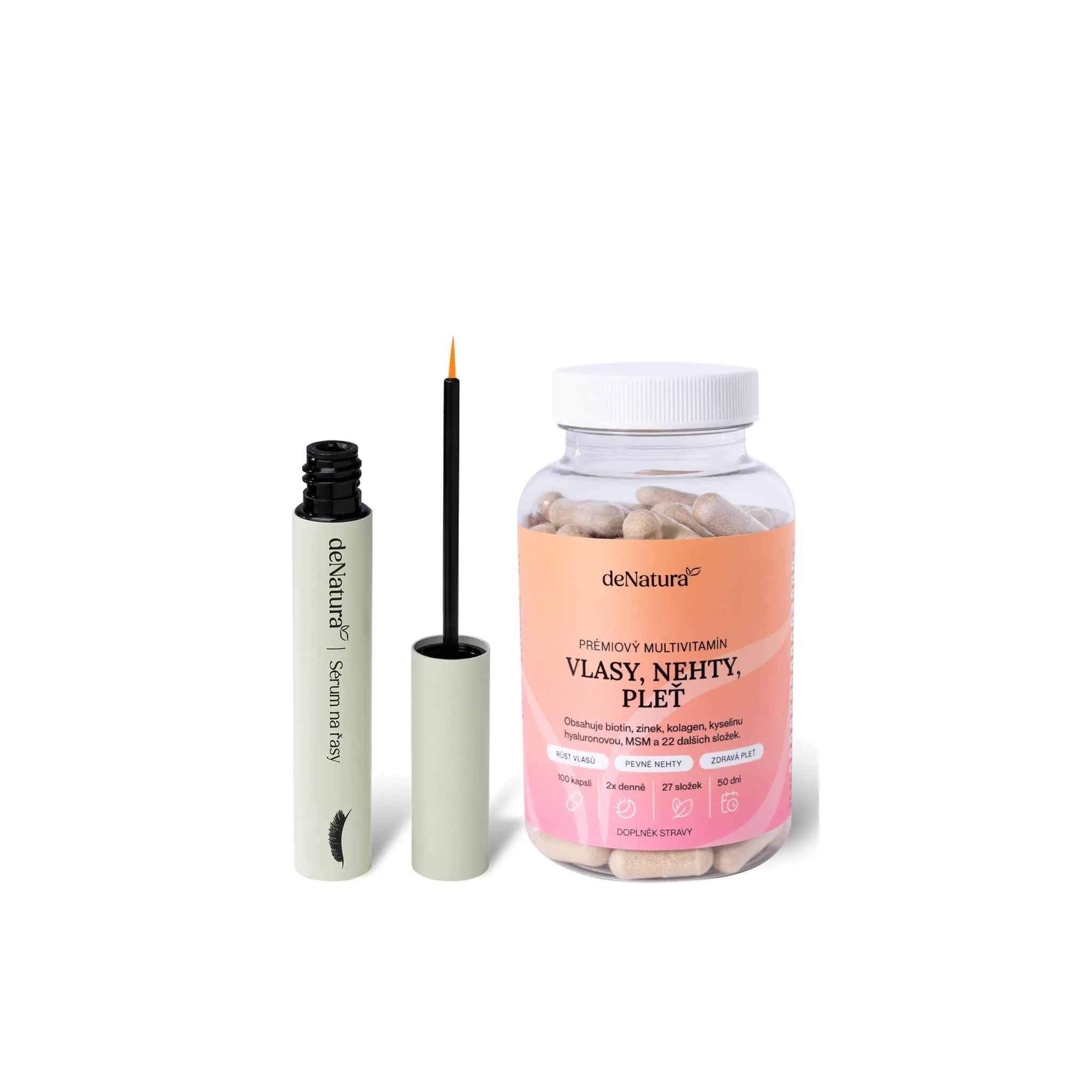 Fotografie 1 - Sérum na obočí a řasy deNatura Sérum na řasy 3 ml + Prémiový vitamínový komplex 100 cps.