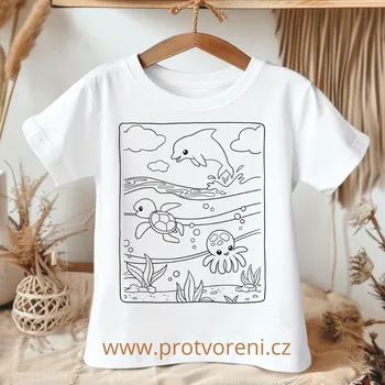 Chlapecké tričko Tričko jako omalovánka Tričko k vybarvení, dětské, MOŘE s delfínem, 1 ks zvolte VELIKOST textilu ZDE:: 9/10 let Beagle