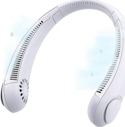 Přenosný bezvrtulový ventilátor na krk - bílá