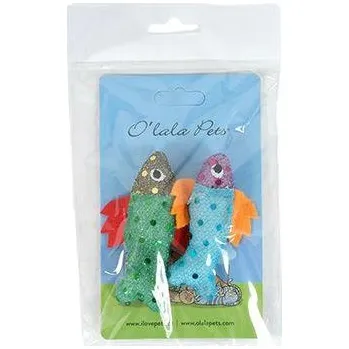 Hračka pro kočku Hračka s šantou kočka Ryba s třpytkami7cm barev.mix2ks