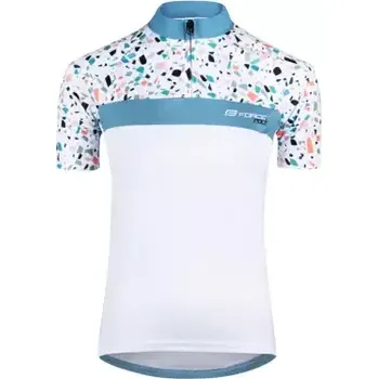 cyklistický dres Force Rock Lady dámský dres krátký rukáv bílá/tyrkysová vel. XL