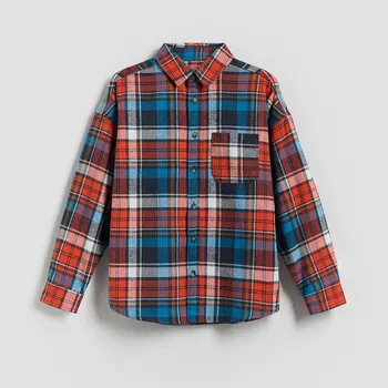 Chlapecká košile Reserved - Bavlněná kostkovaná košile - oranžová - 046FO-22X - 046FO-22X-116