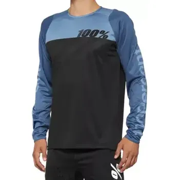 cyklistický dres 100% R-CORE pánský dres dlouhý rukáv Black/Slate Blue vel. S