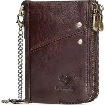 Peněženka Humerpaul kožená peněženka s řetízkem Quiot Hnědá