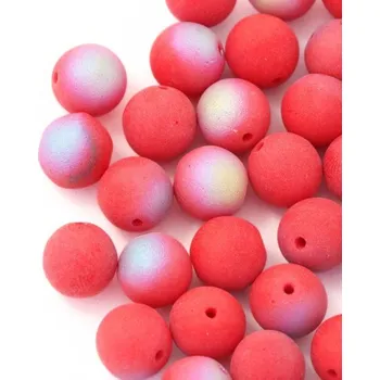 Dětské navlékací korálky CZ Korálek mačkaný kulička 8mm červená AB 93200/28701/MAT (20ks)