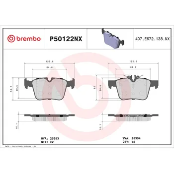 Brzdová destička Sada brzdových destiček, kotoučová brzda BREMBO P50122NX