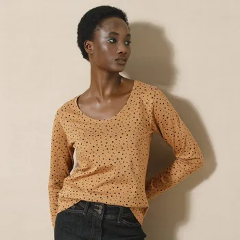 Dámské tričko Tričko s puntíkatým potiskem z bio bavlny oříšková 54