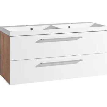 Koupelnový nábytek EBS Pure Skříňka s dvojumyvadlem 121 cm, bílá/dub