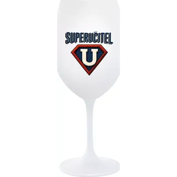 Sklenice SUPERUČITEL (ZNAK) - bílá sklenice na víno 350 ml