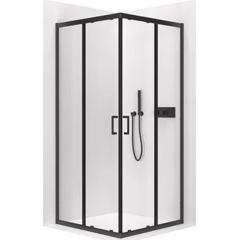 CERANO - Sprchový kout Fabrizio L/P + FastInstall - 5 mm - černá matná, transparentní sklo - 90x90x190 cm - posuvný