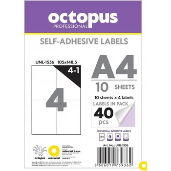 Speciální papír Samolepicí etikety A4 105 x 148, balení obsahuje 10 listů