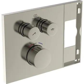 Vodovodní baterie Ideal Standard CeraTherm Navigo Solos - Termostatická sprchová baterie pod omítku na kombinaci s 3-funkční hlavovou sprchou Solos, ušlechtilá ocel A73894GN