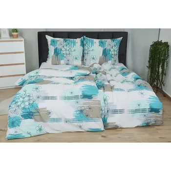 Povlečení Bavlněné povlečení PLUS prodloužené TIARA tyrkysové